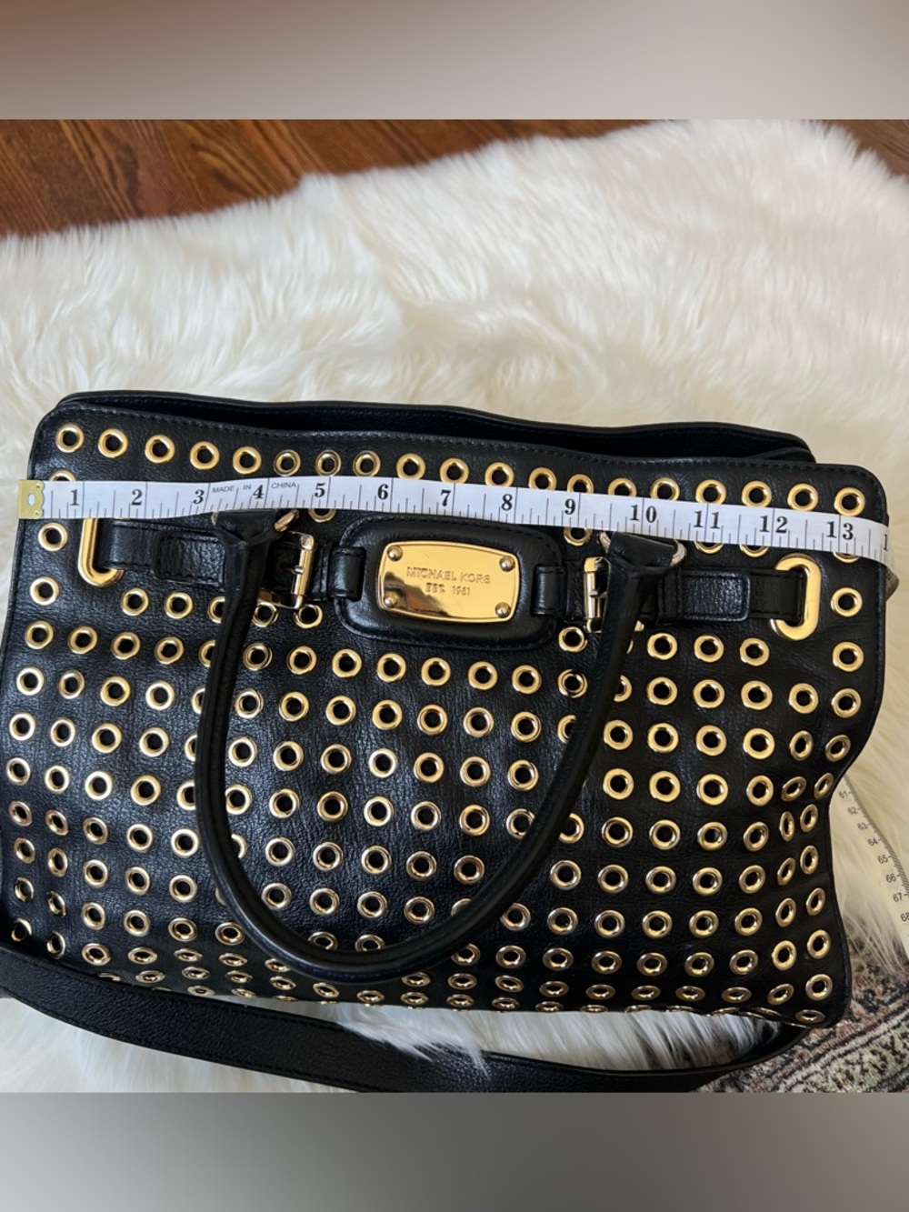 Michael Kors Hamilton Large Gold Tone Grommet Tote - Picture 6 of 16